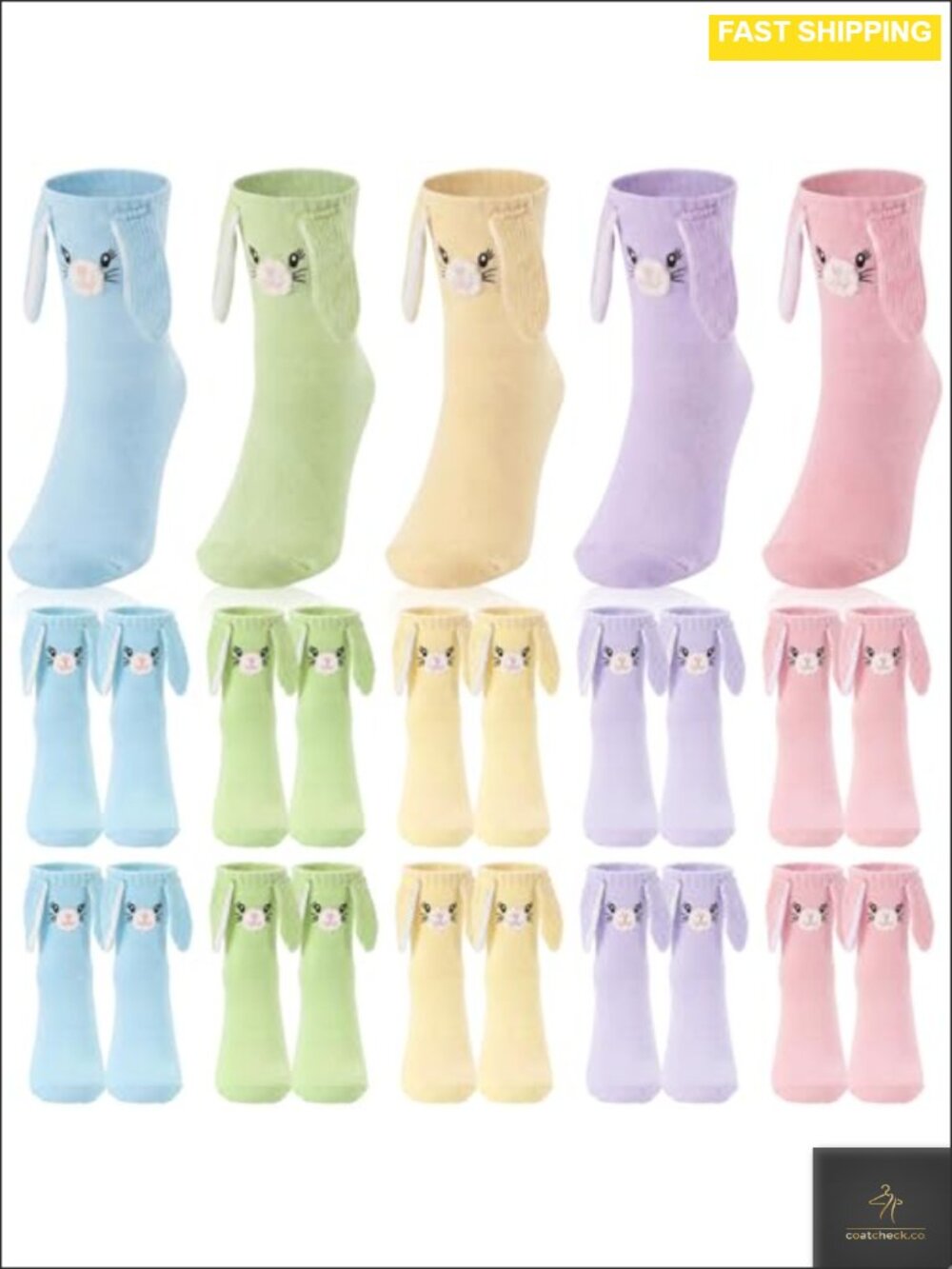 Bunny Fuzzy Socks for Women Girls 10 Pairs Cotton Crew Socks